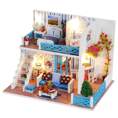 DIY Doll House Wooden Doll Houses Miniatures Dollhouse Furniture Kit With LED Baby Kid Assemble Toys For Children Christmas Gift - Image 6