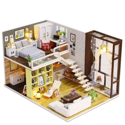 DIY Doll House Wooden Doll Houses Miniatures Dollhouse Furniture Kit With LED Baby Kid Assemble Toys For Children Christmas Gift - Image 5