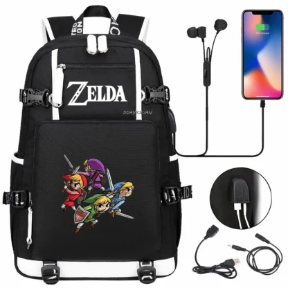 Zelda USB Charging Backpack Ronaldo Schoolbag Travel Notebook Laptop Bags For Teens Students - Image 6