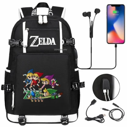 Zelda USB Charging Backpack Ronaldo Schoolbag Travel Notebook Laptop Bags For Teens Students - Image 4