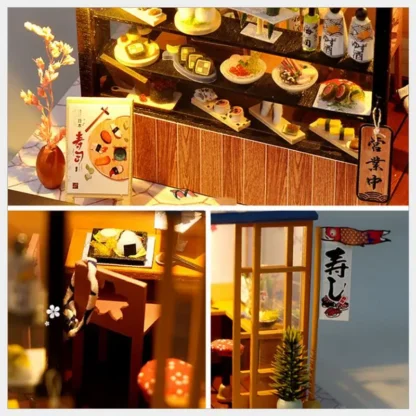 Japanese Sushi Store DIYZ Miniature Doll House With Furniture Miniatures Sushi House Dollhouse Toys For Children Girls Gifts #FK - Image 3