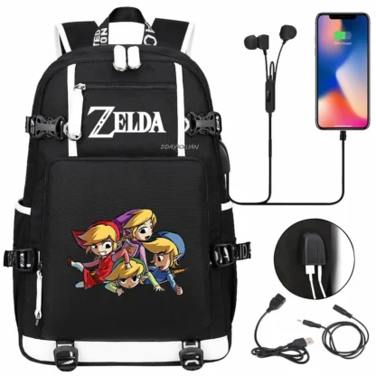 Zelda USB Charging Backpack Ronaldo Schoolbag Travel Notebook Laptop Bags For Teens Students - Image 3