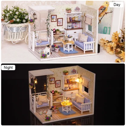 CUTEBEE Wooden Doll House 1:24 Handmade Miniature Doll House Model Building Kits Toy with Furniture For Children Adult Xmas Gift - Image 3