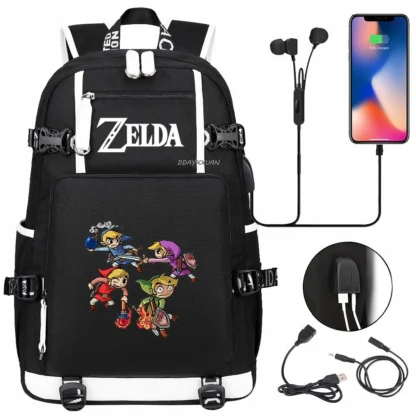 Zelda USB Charging Backpack Ronaldo Schoolbag Travel Notebook Laptop Bags For Teens Students - Image 5