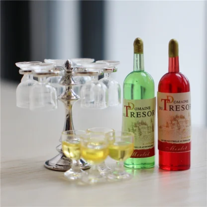 1:12 Scale Miniature Dollhouse Bar Counter Mini Wine Goblet Food for Doll OB11 BJD Accessories Toy - Image 5