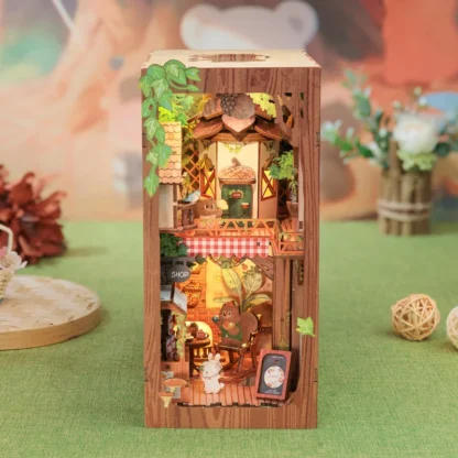 CUTEBEE DIY Book Nook Miniature Wooden Dollhouse with Light Dust Cover Bookshelf Insert 3D Puzzle Decor Gift Squirrel Collector - Image 3