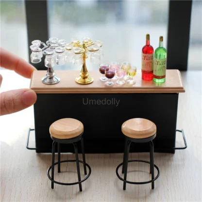 1:12 Scale Miniature Dollhouse Bar Counter Mini Wine Goblet Food for Doll OB11 BJD Accessories Toy - Image 2