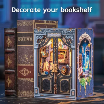 CUTEBEE Book Nook DIY Mini Dollhouse with Light Wooden Bookshelf Insert Soul Travel Agency Booknook Decor 3D Puzzle for Gifts - Image 3