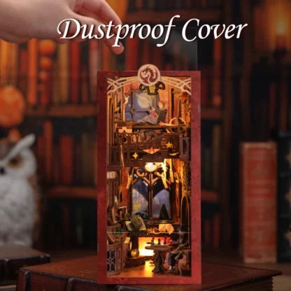 Cutebee DIY Book Nook Kit Dollhouse Bookshelf 3D Wooden Doll House Miniature Booknook With Touch Light Dust Cover Toys Gifts - Image 3