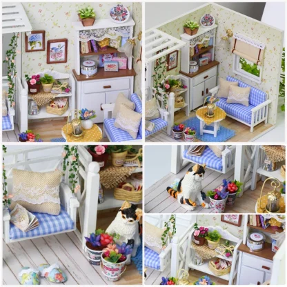 CUTEBEE Wooden Doll House 1:24 Handmade Miniature Doll House Model Building Kits Toy with Furniture For Children Adult Xmas Gift - Image 4