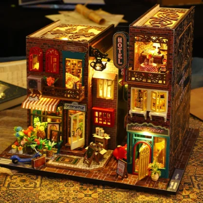 NEW Retro DIY Wooden Scarbrough Hotel Doll House Miniature Kits With Furniture LED Lights Home Decoration Adult Handmade Gifts - Image 3