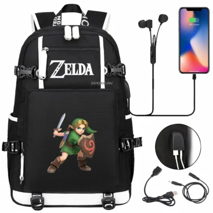 Zelda USB Charging Backpack Ronaldo Schoolbag Travel Notebook Laptop Bags For Teens Students