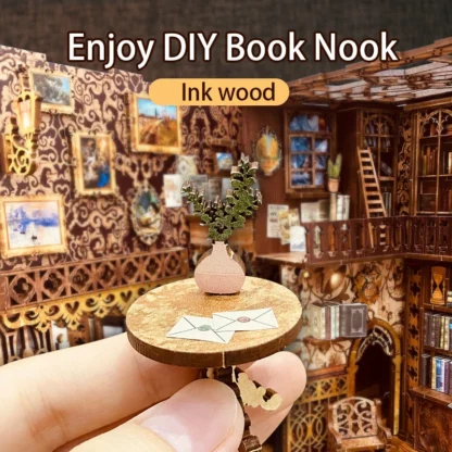 Cutebee DIY Book Nook Kit Miniature Doll House Bookshelf Insert Dollhouse with Dust Cover Roombox Model Gift Eternal Bookstores - Image 5