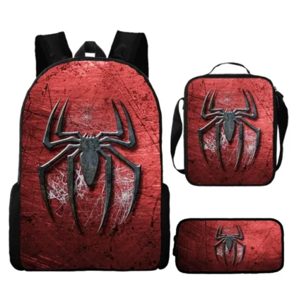 3pcs/Set Htot Marvel Spider Man Backpack Primary Secondary School Students Large Capacity Anime Cartoon Backpack Lunch Bag Set - Image 4