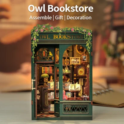 CUTEBEE Bookstore Book Nook DIY Miniature Wooden Dollhouse with Light Bookshelf Insert Kit Puzzle Assembly Model for Decor Gift - Image 2