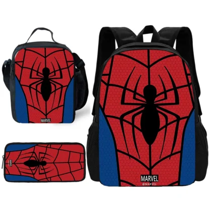 3 pcs set Popular Movie Spiders-man Child School Backpack with Lunch Bags ,Pencil Bags ,School Bags for Boys Girls Best Gift