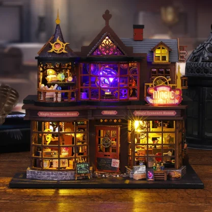 Retro DIY Wooden Magic Treasure House Dollhouses Miniature Kits With Furniture LED Light Home Decoration For Adult Handmade Gift - Image 2