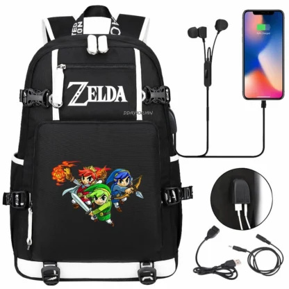 Zelda USB Charging Backpack Ronaldo Schoolbag Travel Notebook Laptop Bags For Teens Students - Image 2