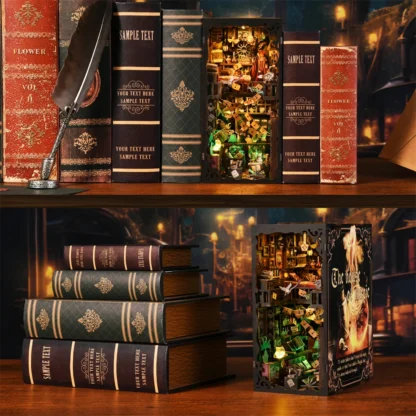 Book Nook Kit Magic House DIY Wooden Puzzle Bookshelf Insert Decor Dollhouse Model Bookend Building Home Decoration Gifts - Image 3