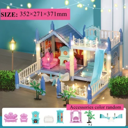 Doll Houses 3D Assembled DIY Miniatures Dollhouse Accessories Villa Princess Castle with LED Light Girl Birthday Gift Toy House - Image 6