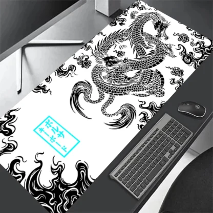 Red Dragon Mousepad Gamer Mouse Pad Light Gaming Room Accessories Desk Mat Japan Art Non-slip Keyboard Mats Company Xxl Mausepad - Image 4