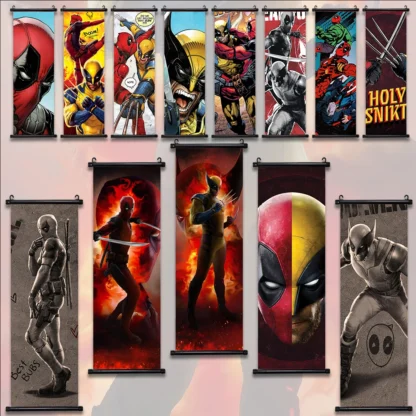 Marvel D-Deadpool Wallpaper Wall Artwork Canvas Painting Print Decor Hanging Scroll Home Decoration Wolverine Poster Art Gift