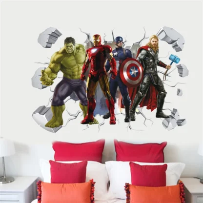 3D Stereoscopic Effect Avengers Wall Stickers For Kids Room Marvel Superhero Movie Poster Living Room Bedroom Wall Decoration - Image 5