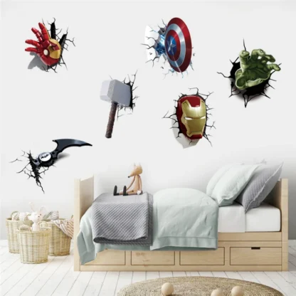 MINISO Cartoon Avengers DIY Wall Stickers For Kids Room Marvel Superhero Movie Poster Living Room Boy Bedroom Wall Decoration - Image 3