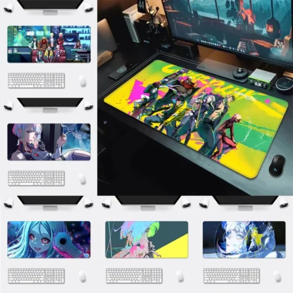 C-Cyberpunk E-Edgerunners Mousepad HD Printing Computer Gamers Locking Edge Non-slip Mouse Pad XXL90x40cm Keyboard PC Desk Pad