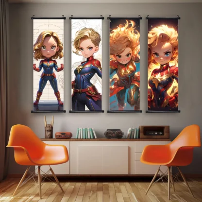 Captain Marvel Movie Hanging Scroll Poster Wall Artwork Canvas Painting Print Home Decoration Decor The Avengers Wallpaper Gift - Image 5