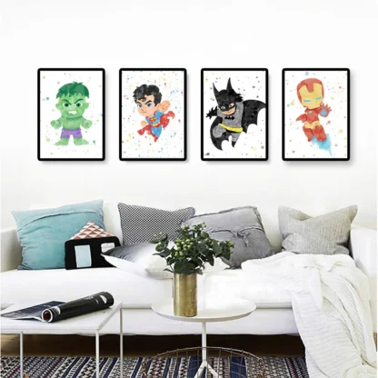 MINISO Marvel Iron Man Spider-Man Superhero Kids Painting Home Kids Room Bedroom Decorative Art Posters Wall Mural Canvas Prints - Image 2