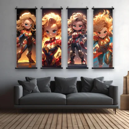 Captain Marvel Movie Hanging Scroll Poster Wall Artwork Canvas Painting Print Home Decoration Decor The Avengers Wallpaper Gift - Image 2