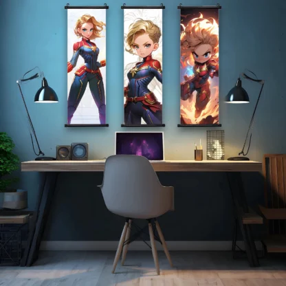 Captain Marvel Movie Hanging Scroll Poster Wall Artwork Canvas Painting Print Home Decoration Decor The Avengers Wallpaper Gift - Image 3