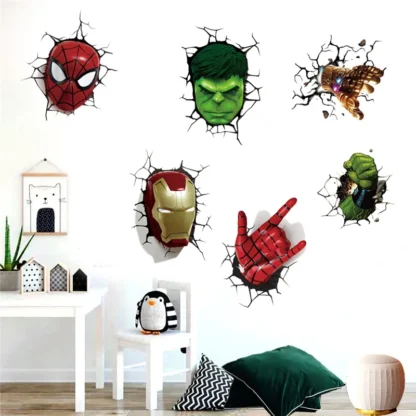 MINISO Cartoon Avengers DIY Wall Stickers For Kids Room Marvel Superhero Movie Poster Living Room Boy Bedroom Wall Decoration - Image 2