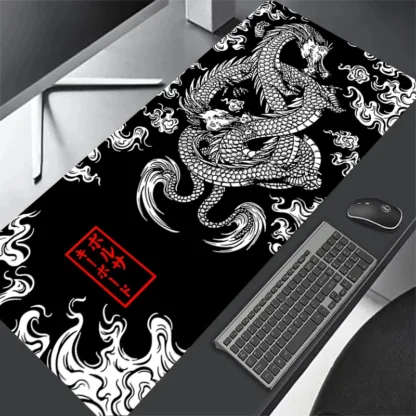 Red Dragon Mousepad Gamer Mouse Pad Light Gaming Room Accessories Desk Mat Japan Art Non-slip Keyboard Mats Company Xxl Mausepad - Image 2