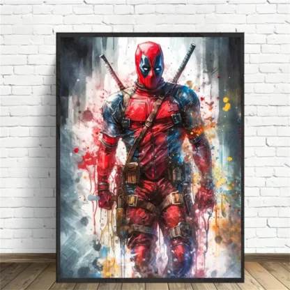 Deadpool Anime Poster Canvas Marvel Iron Man Figure Painting Marvel Portrait Wall Art Print Picture Captain America Home Decor - Image 3