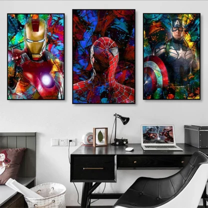 Marvel Avengers Movie Canvas Painting Spider-Man Iron Man Hulk Captain America Posters Wall Art Mural Pictures Kids Room Decor - Image 2