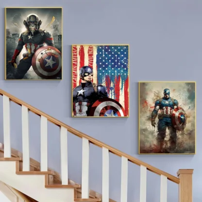 MINISO Marvel Superheroes Avengers Captain America Series Home Decor Art Posters Kids Room Wall Mural Canvas Painting HD Prints - Image 4