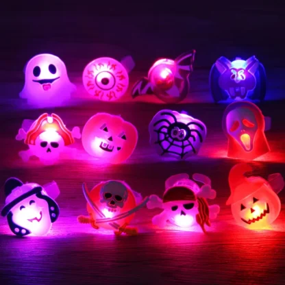 Lots Halloween Ring LED Flash Pumpkin Finger Lamp Christmas Ghost Skull Halloween Glow Ring Toy Children's Party Jewelry Gift - Image 5