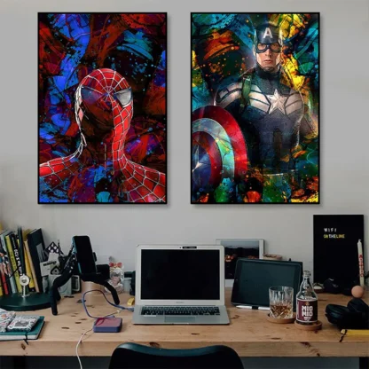 Marvel Avengers Movie Canvas Painting Spider-Man Iron Man Hulk Captain America Posters Wall Art Mural Pictures Kids Room Decor - Image 3