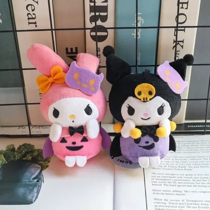 10cm Hellokitty Halloween Doll Cinnamoroll Kuromi Kawaii Ghost Plush Toy Key Pendant Bag Accessories Keychain Children's Gift - Image 2