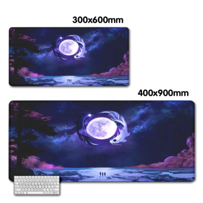 Koi Yinyang scenery mouse pad Large teclado mausepad Xxl Deskmat Gray Keyboard Mouse Mat 1000x500 Carpet Extended Pad for Office - Image 4