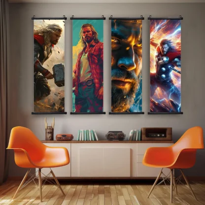 Marvel Movie Thor Hanging Scroll Poster Wall Artwork Canvas Painting Print Home Decoration Decor The Avengers HD Wallpaper Gift - Image 5