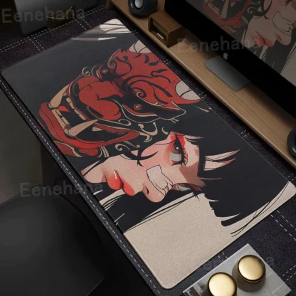 Devil Mask Rubber Mousepad Anime Goth Girls Gaming Mouse Mat Gamer Locking Edge Computer Mouse Pad Big Office HD Print Desk Mat