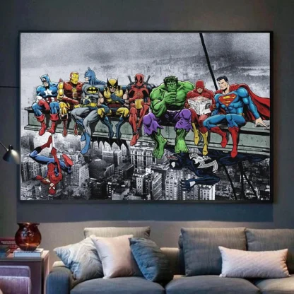 Marvel Avengers Funny Canvas Painting Spider-Man The Hulk Movie Poster Wall Art Mural Picture Children's Room Decor Gift Cuadros