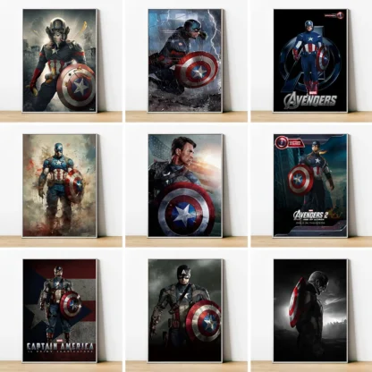 MINISO Marvel Superheroes Avengers Captain America Series Home Decor Art Posters Kids Room Wall Mural Canvas Painting HD Prints