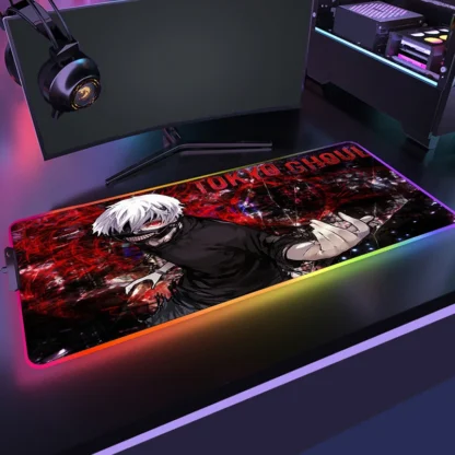 LED Gaming Mousepads Anime Tokyo Ghoul Large Desk Mat PC Gamer XXL Mousepad RGB Mouse Pad Luminous Mouse Mice Mat With Backlight - Image 3