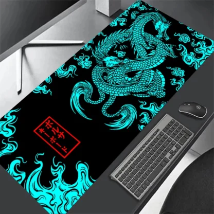 Red Dragon Mousepad Gamer Mouse Pad Light Gaming Room Accessories Desk Mat Japan Art Non-slip Keyboard Mats Company Xxl Mausepad - Image 3