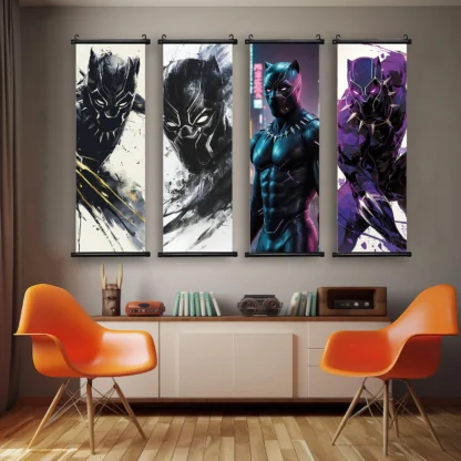 Marvel Movie Hanging Scroll Poster Black Panther Wall Artwork Canvas Painting Home Decoration Decor The Avengers Wallpaper Gift - Image 5