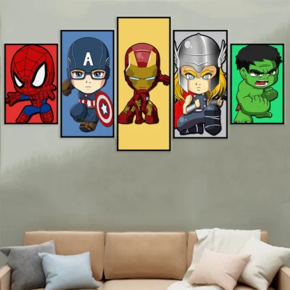 MINISO 5Pcs Marvel Avengers Wall Art Posters Superhero SpiderMan Iron Man Hulk Home Decor Canvas Painting Murals Print Artwork - Image 6